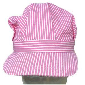 SI Girls Youth Newsboy Striped Hat Pink White